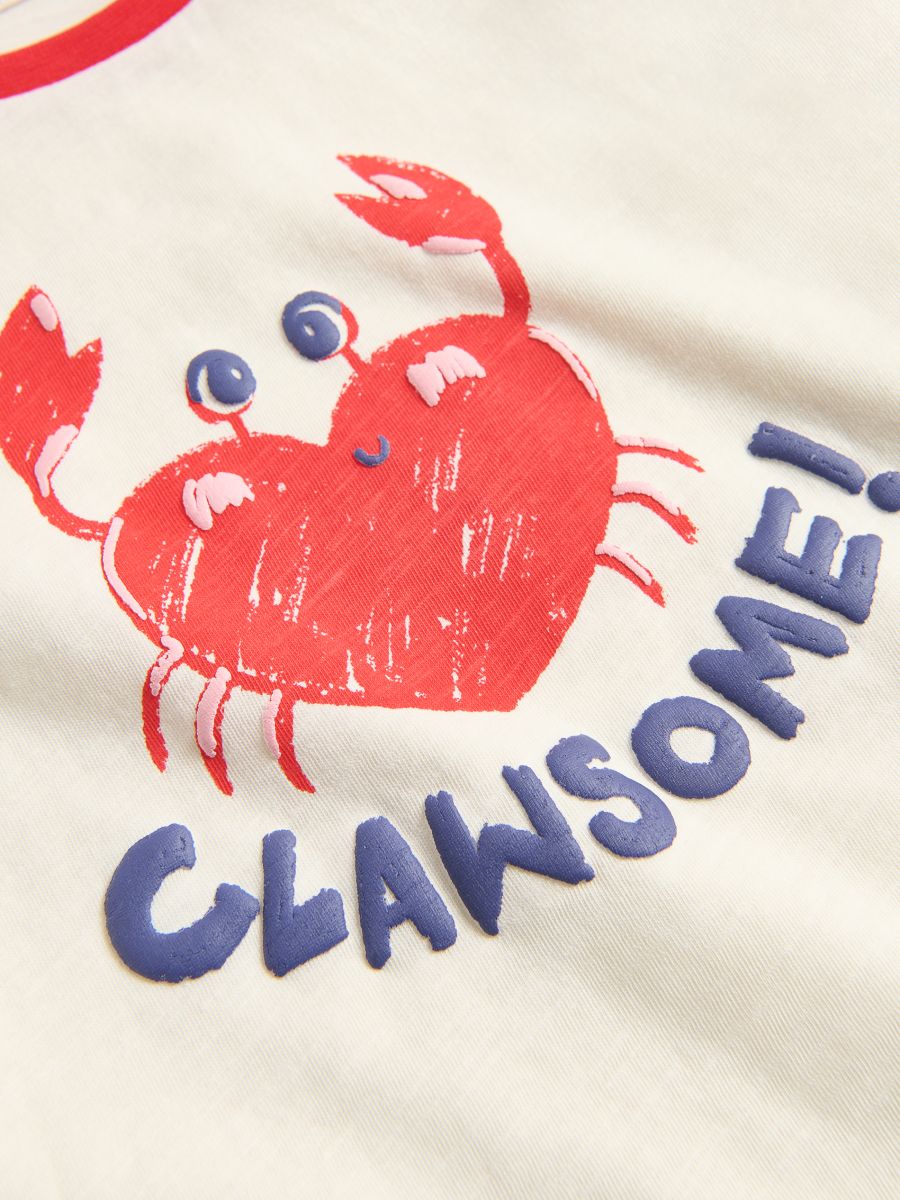 T-shirt with raised print - cream - RESERVED - 4