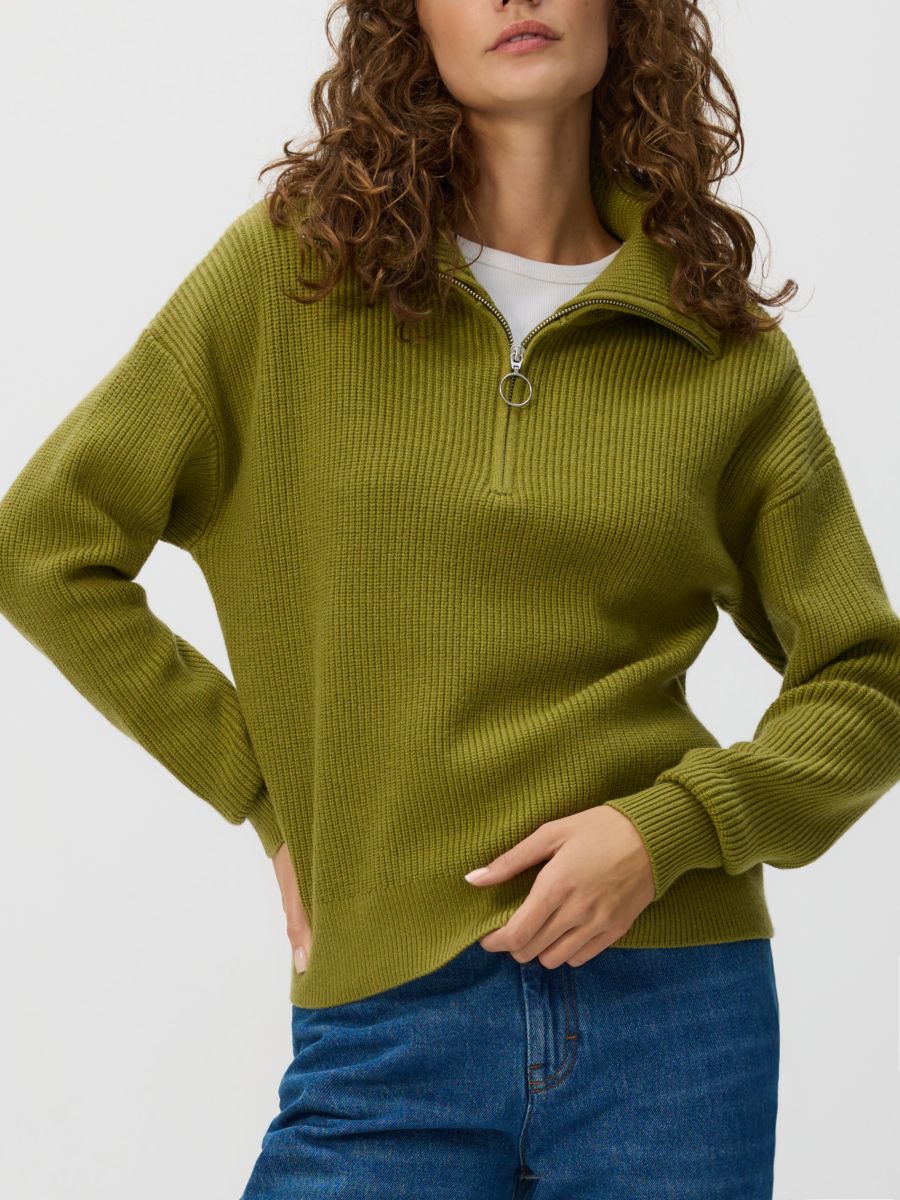 Viscose blend jumper - brownish green - RESERVED