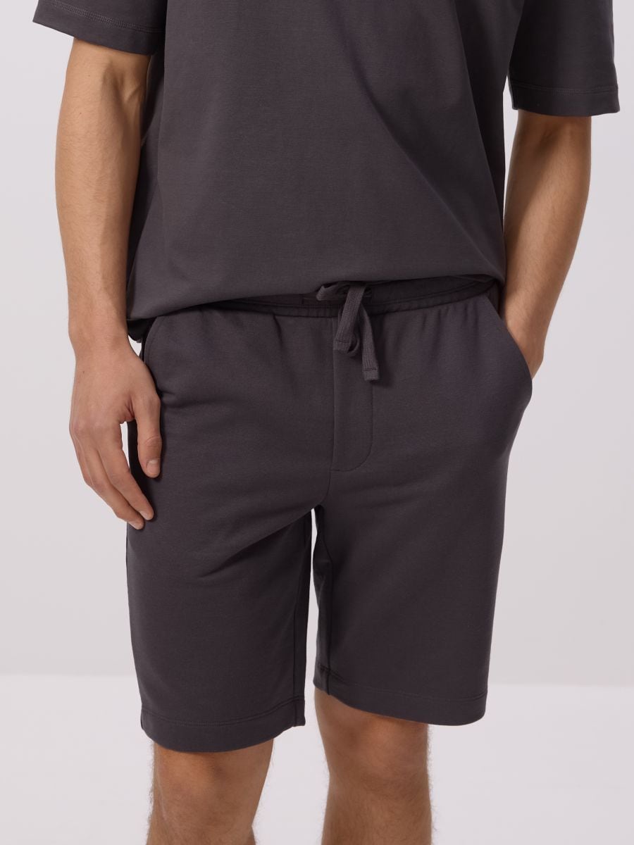 Regular fit sweat shorts - dark grey - RESERVED