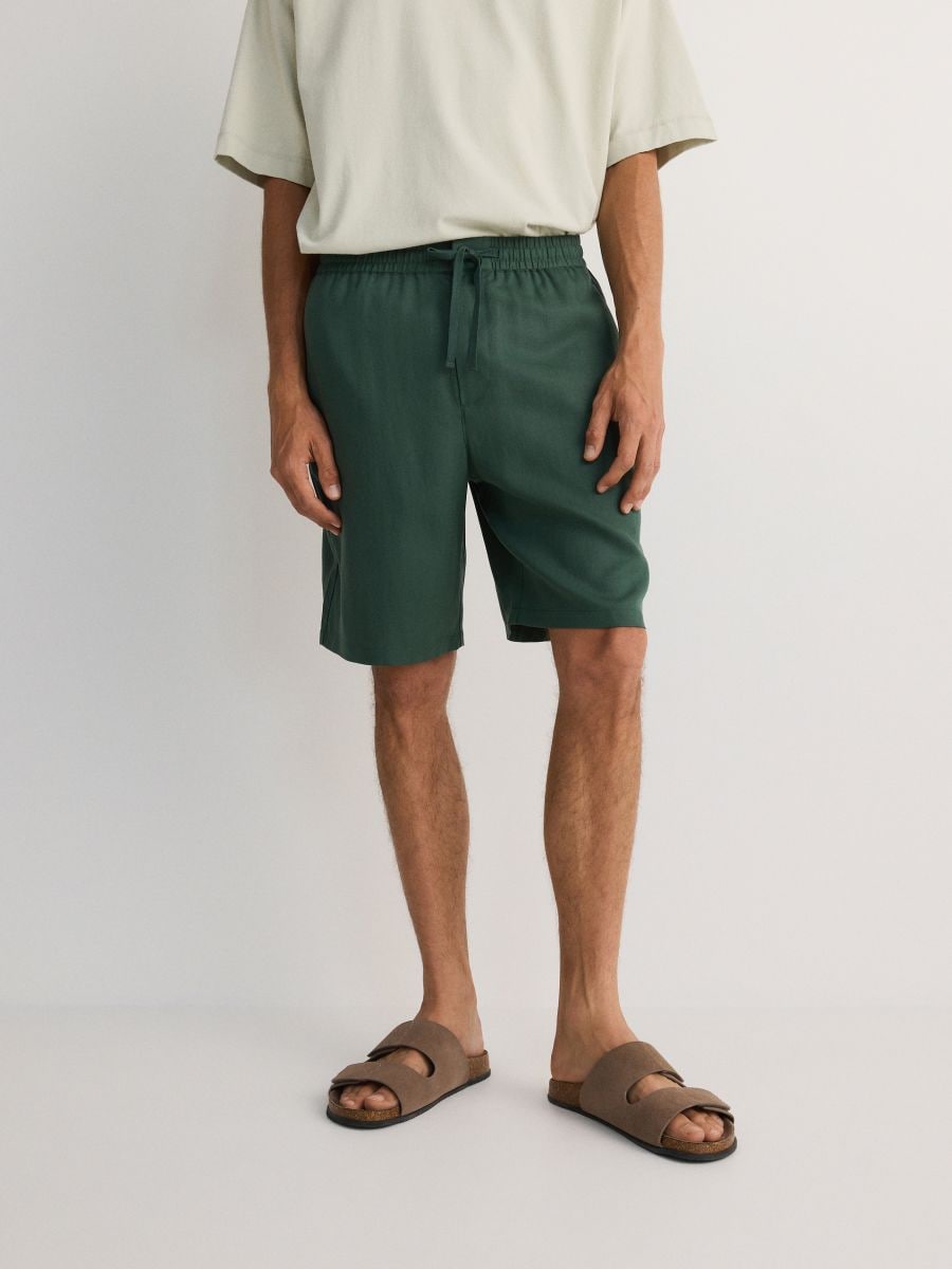 Regular lyocell shorts - dark green - RESERVED - 2