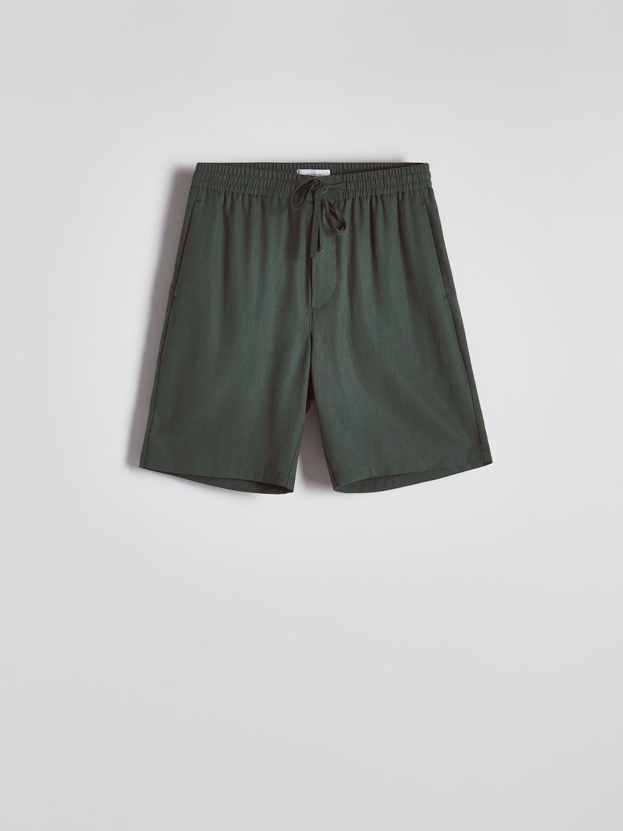 Regular lyocell shorts - dark green - RESERVED - 4