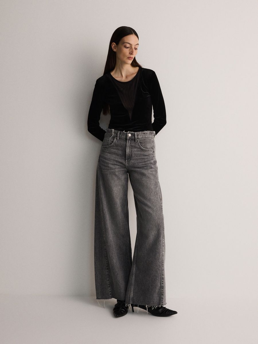 Velour bodysuit - black - RESERVED