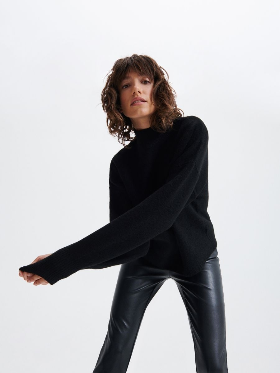 Sweater with standing collar - black - RESERVED - 3