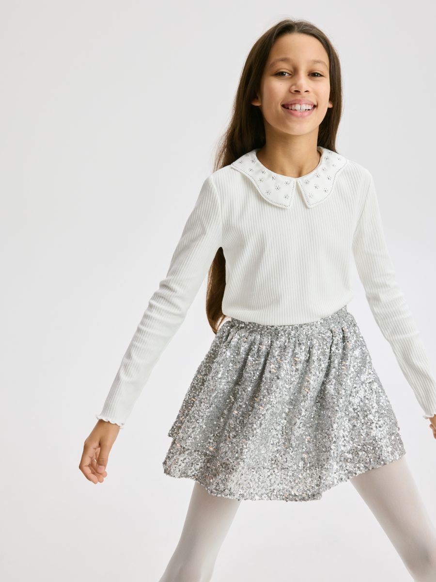 Koszulka z aplikacją - złamana biel - RESERVED