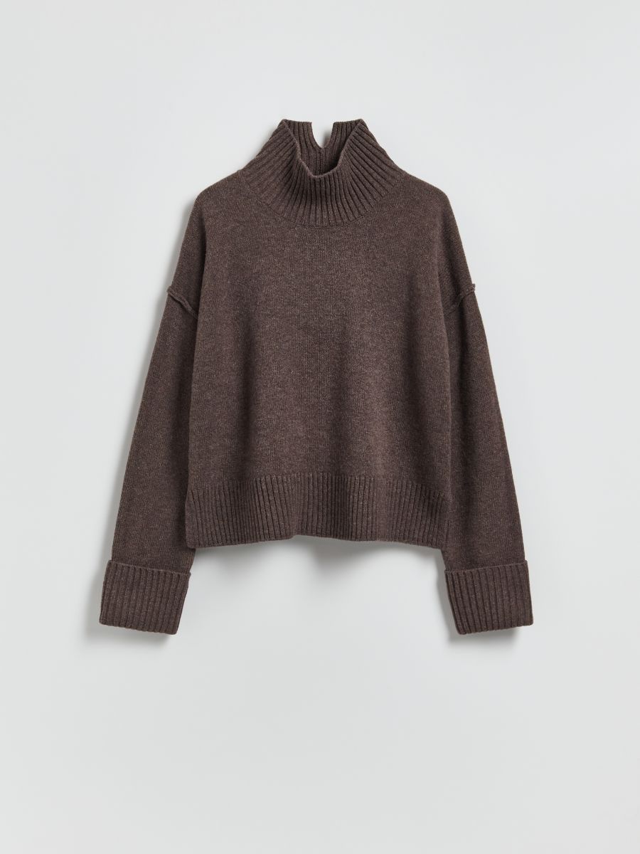 Wool turtleneck - dark brown - RESERVED
