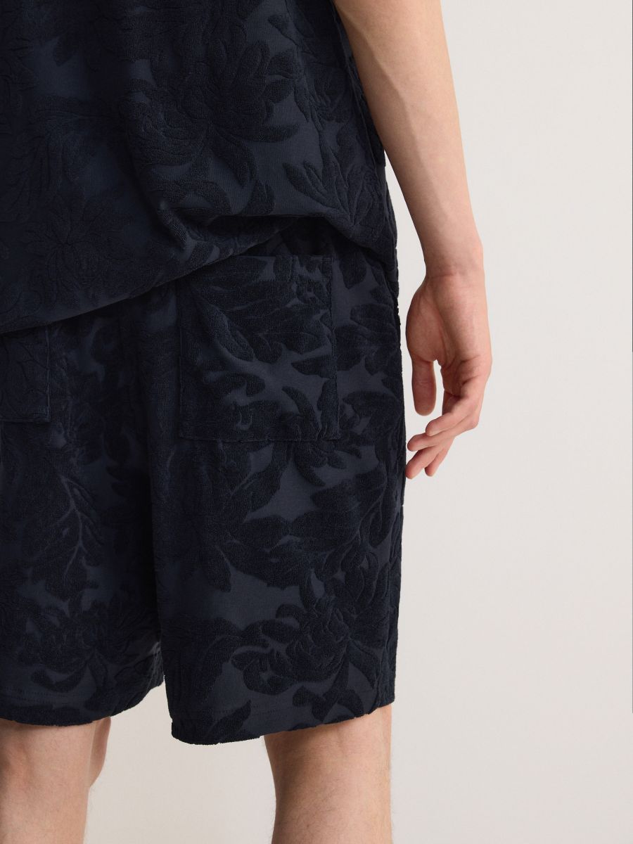 Regular patterned jersey shorts - navy - RESERVED - 3
