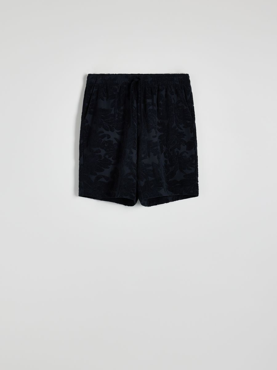 Regular patterned jersey shorts - navy - RESERVED - 4