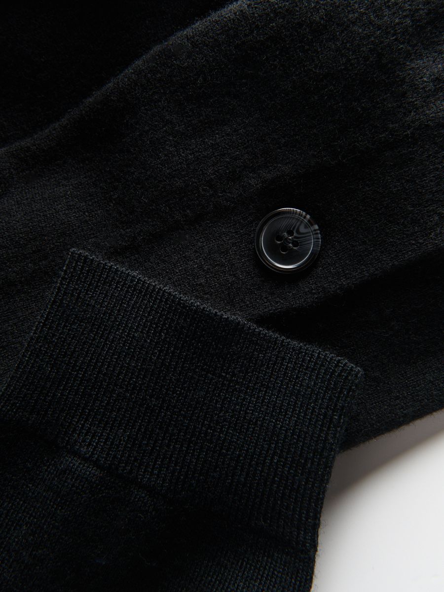 Merino wool jumper with fastening - black - RESERVED - 2