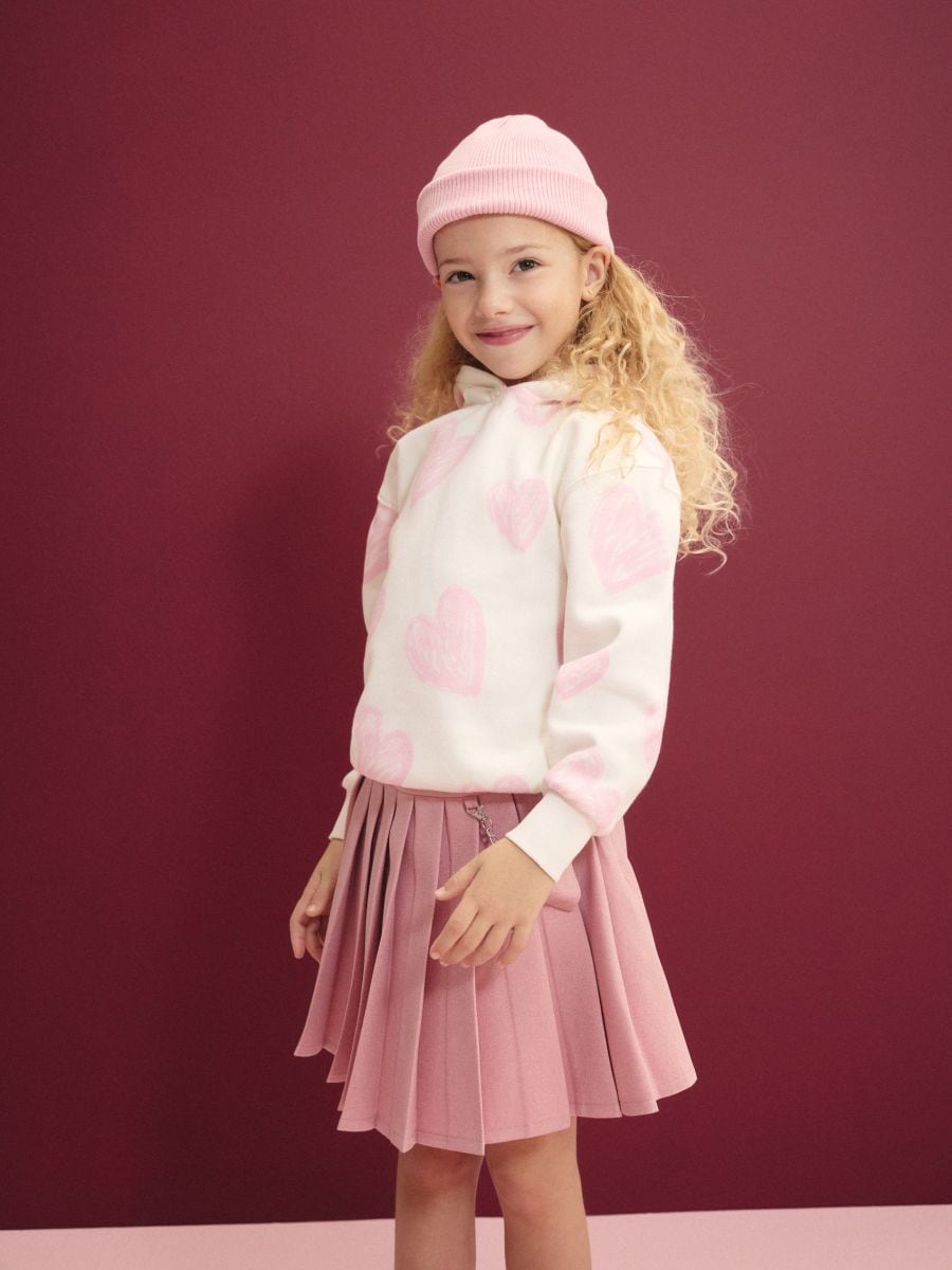 Pleated mini skirt with chain - pink - RESERVED - 3