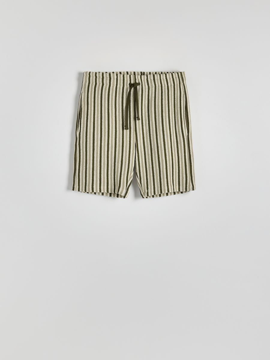Regular viscose blend shorts - brownish green - RESERVED - 4