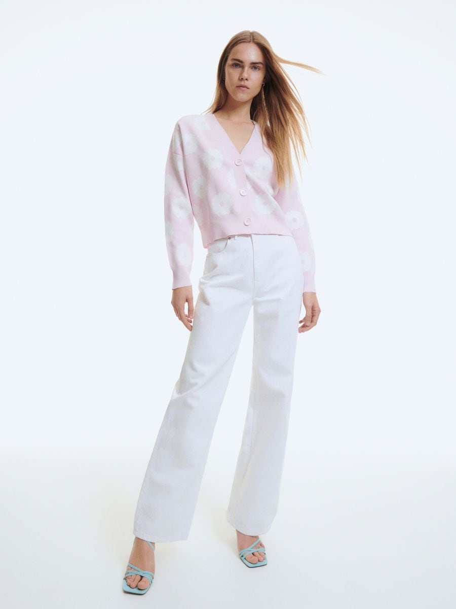 Kardigan s cvetnim dezenom - pastelno pink  - RESERVED - 2