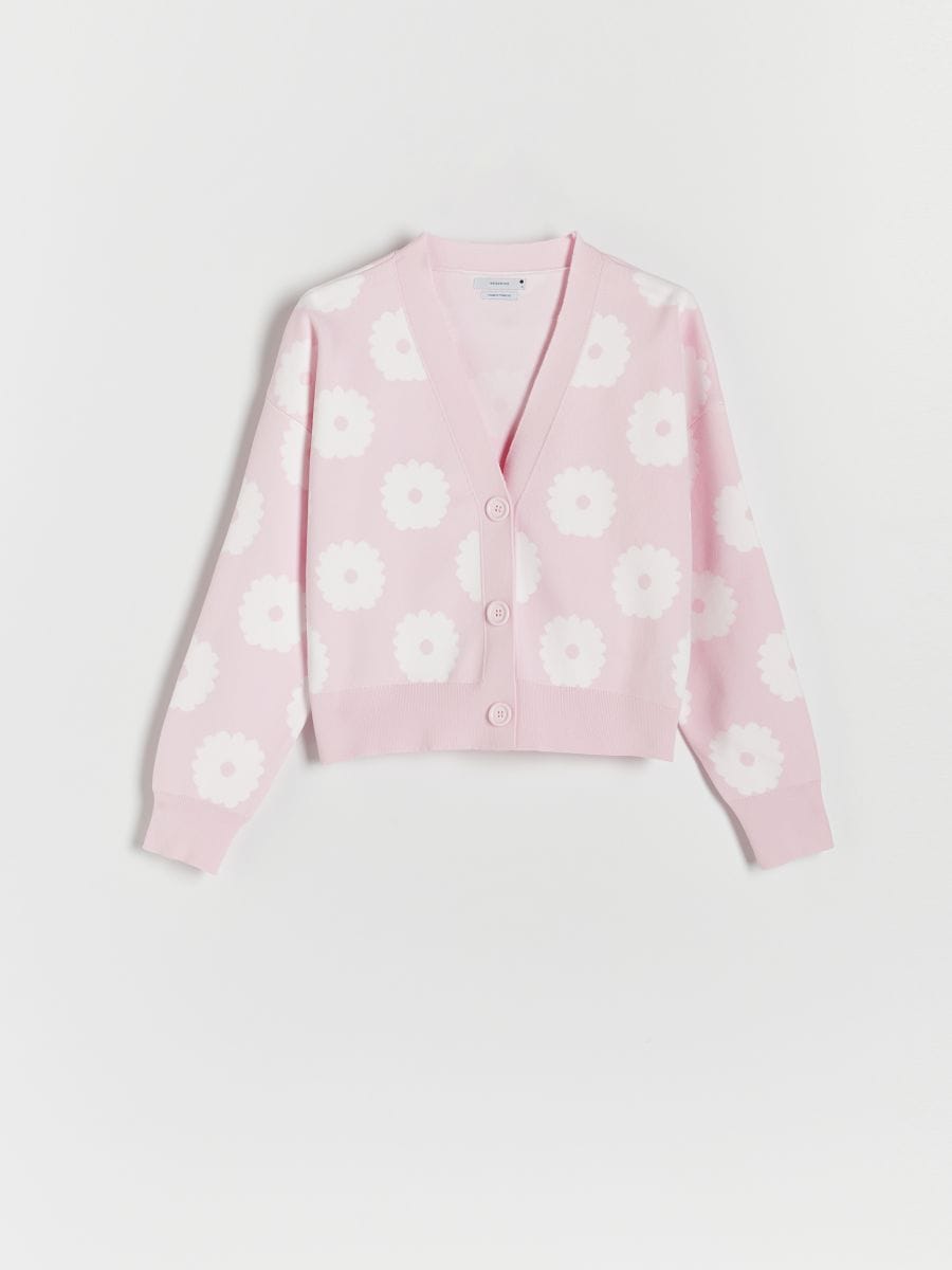 Kardigan s cvetnim dezenom - pastelno pink  - RESERVED - 4