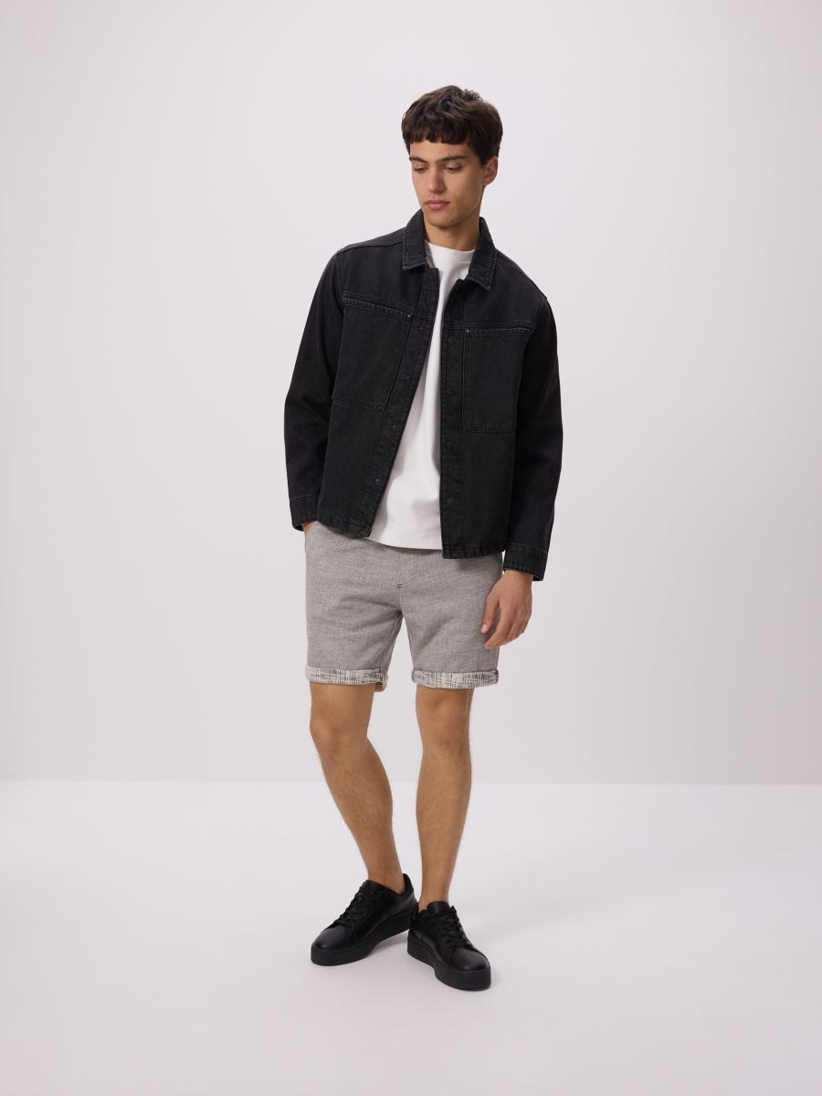 Regular shorts met structuur - DONKERGRIJS - RESERVED - 2