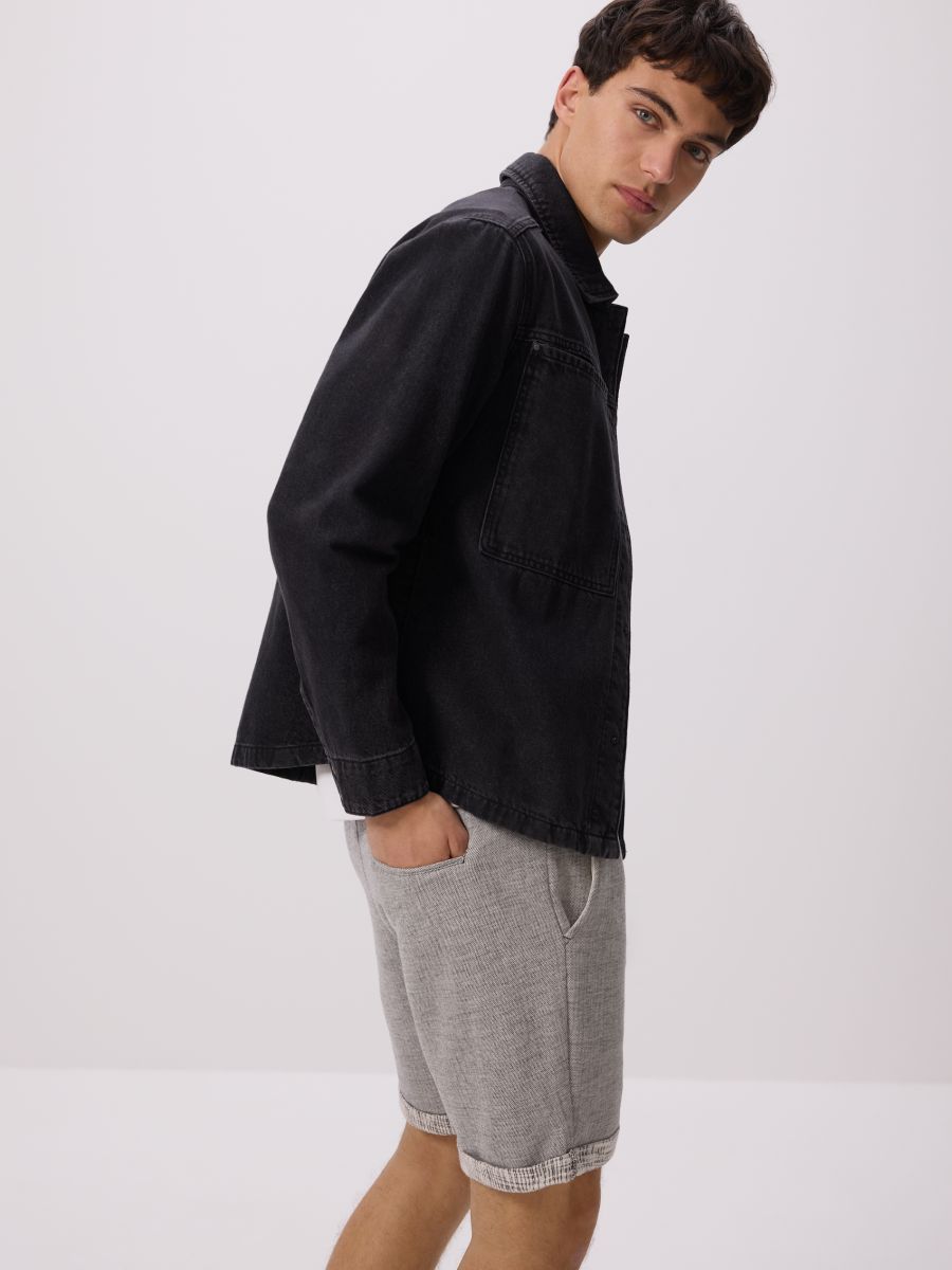 Regular shorts met structuur - DONKERGRIJS - RESERVED - 3