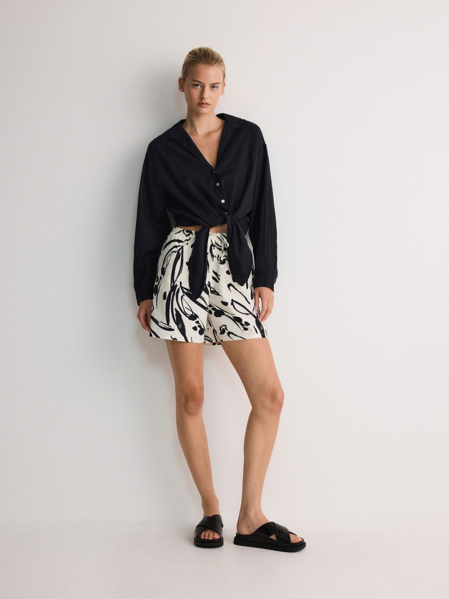 Short en coton à motif - Noir - RESERVED - 2