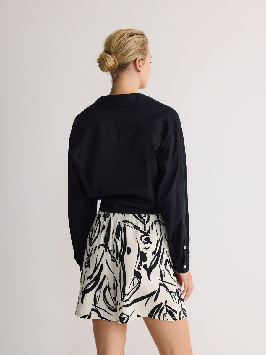 Short en coton à motif - Noir - RESERVED - 3