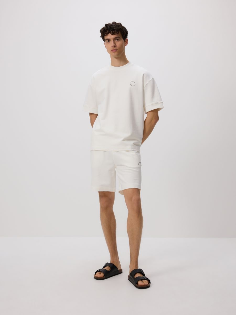 Short en coton confort - crème - RESERVED - 4