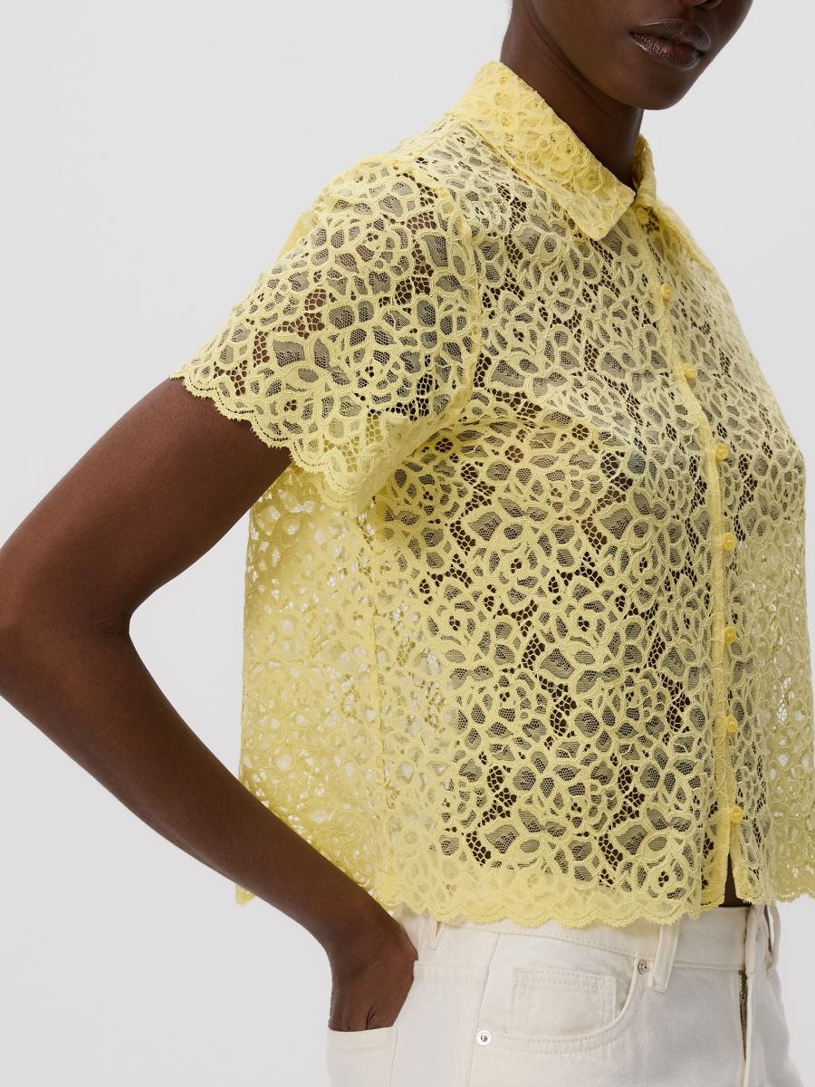 Camicia in pizzo - giallo chiaro - RESERVED - 2