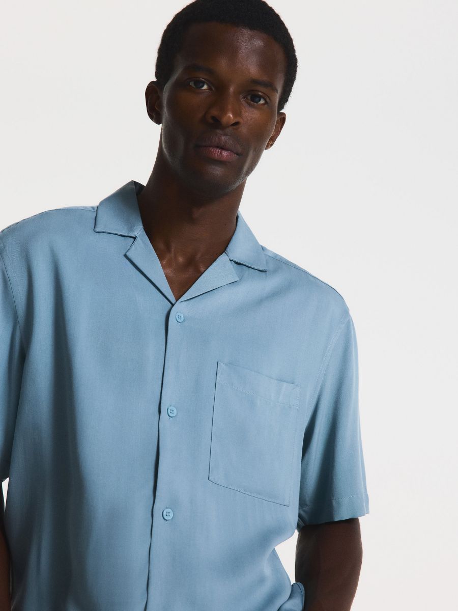 Regular fit viscose shirt - light blue - RESERVED