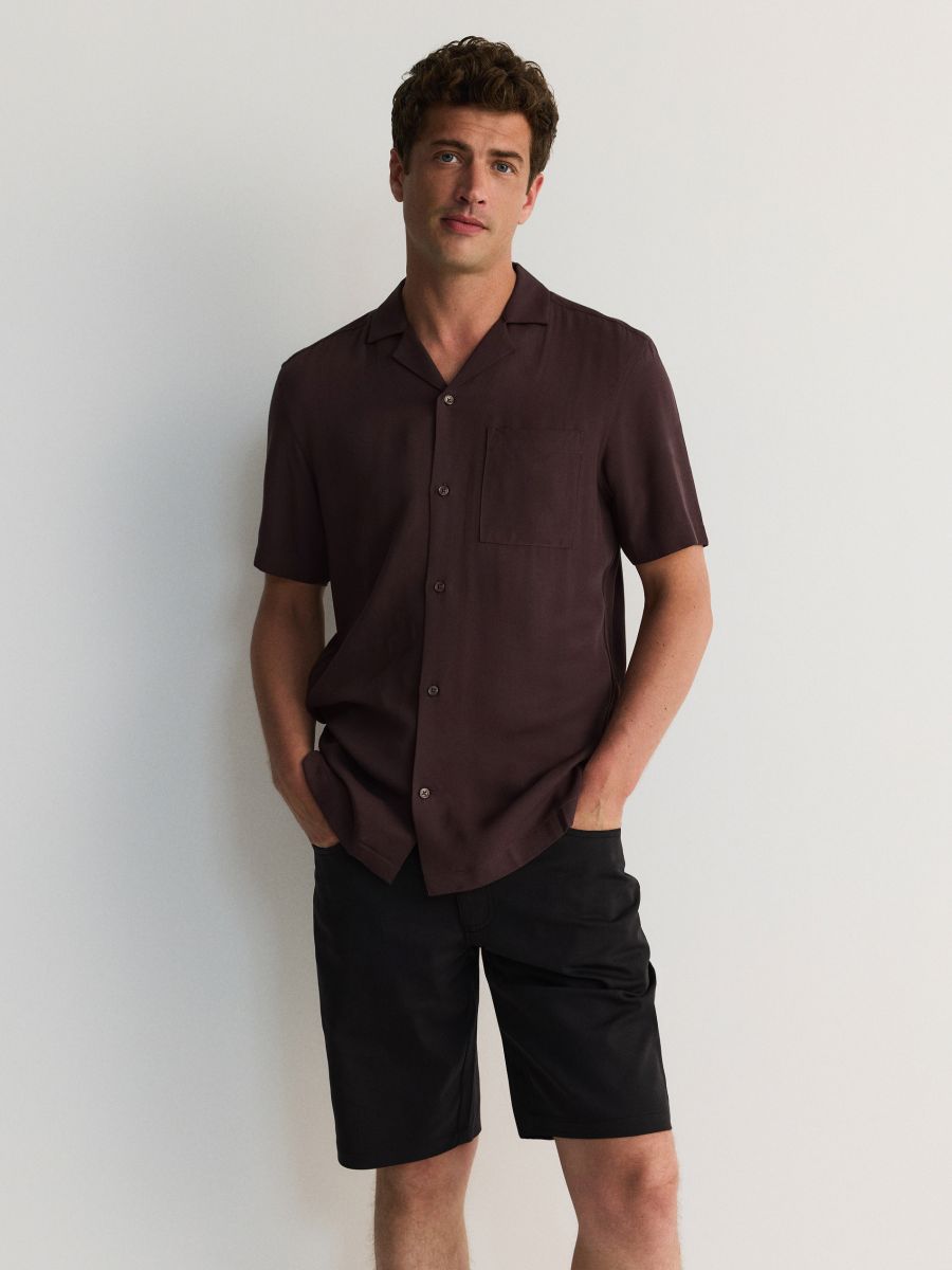 Regular fit overhemd van viscose - DONKERBRUIN - RESERVED - 2