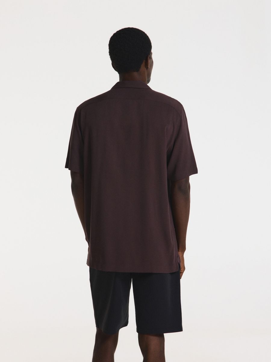 Srajca regular fit iz viskoze - temno rjava - RESERVED - 4