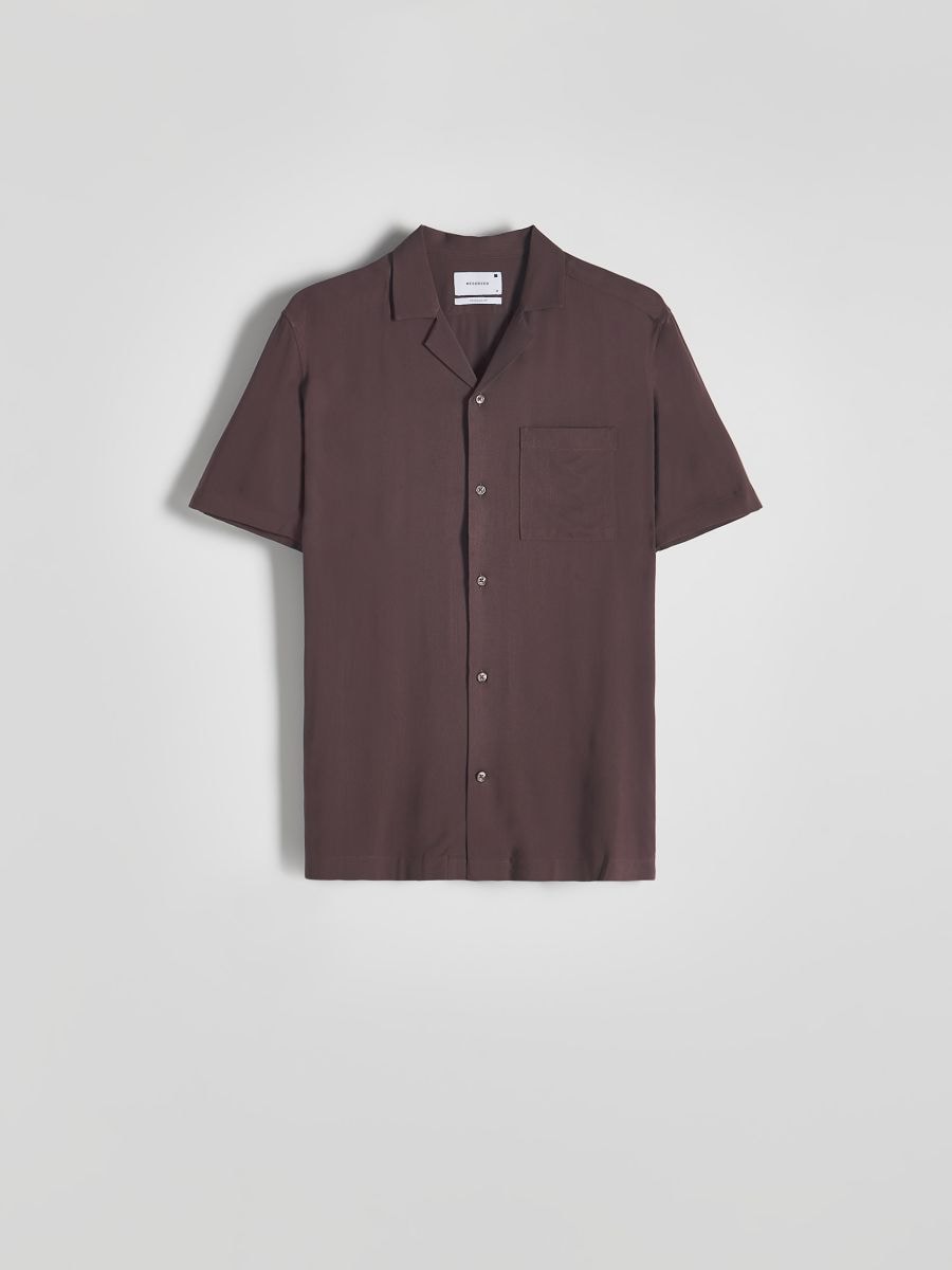 Regular fit overhemd van viscose - DONKERBRUIN - RESERVED - 4
