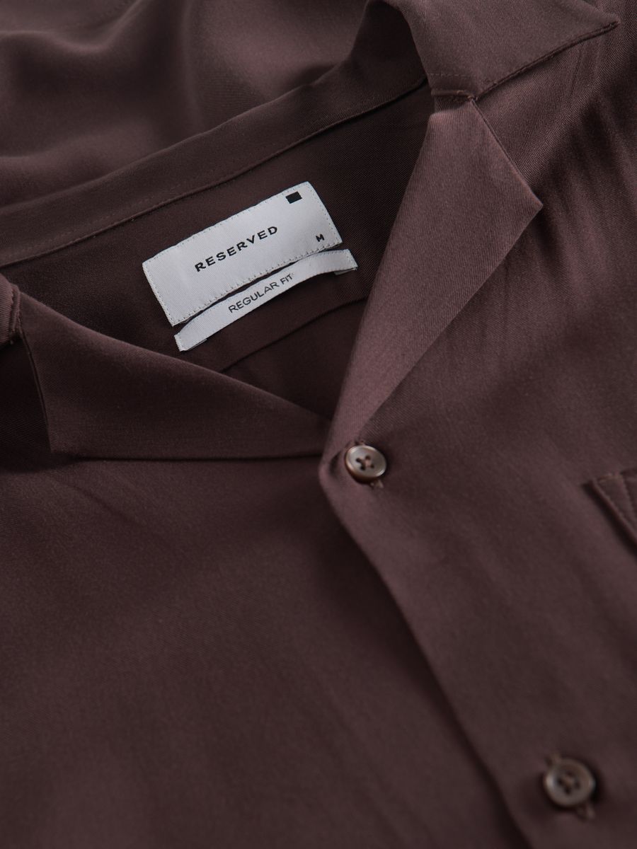 Regular fit overhemd van viscose - DONKERBRUIN - RESERVED - 5