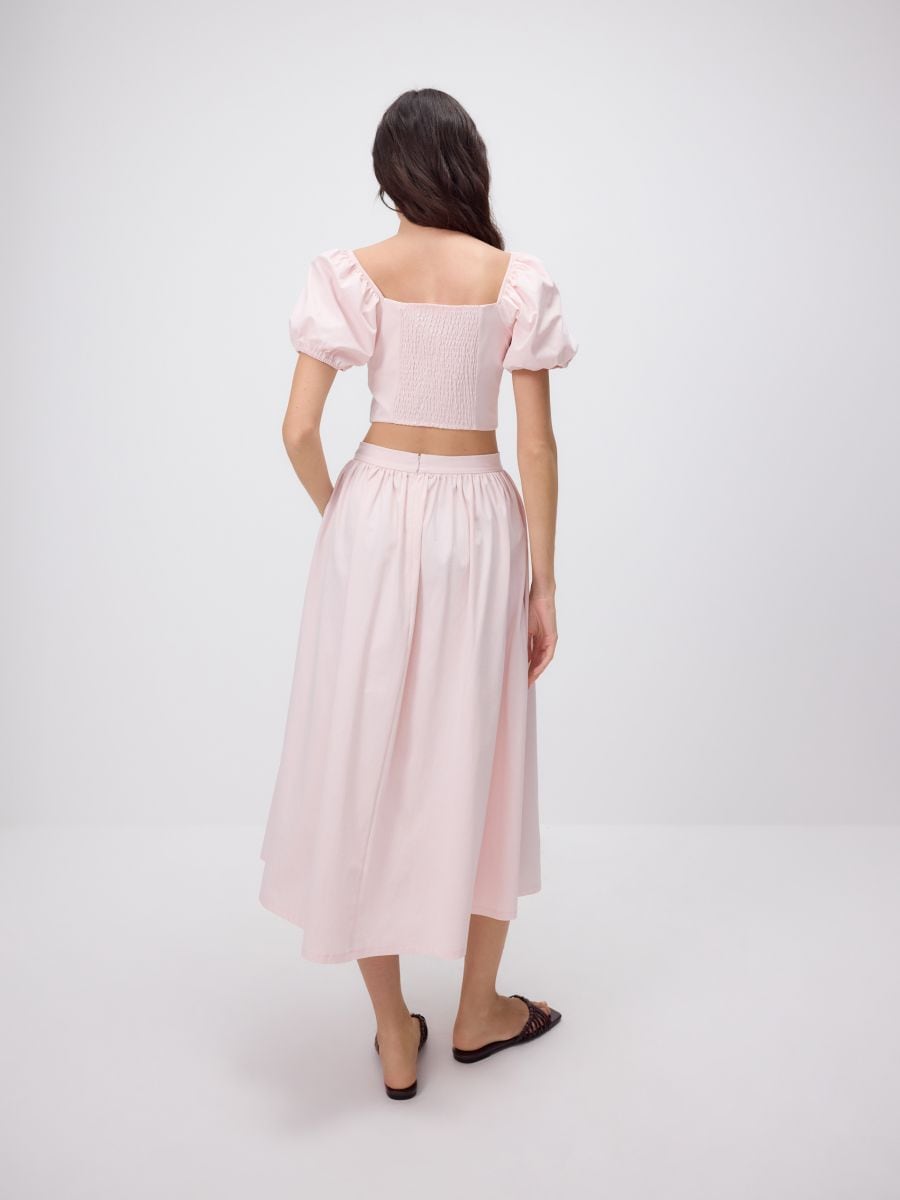 Cropped blouse with puff sleeves - pastel pink - RESERVED - 5