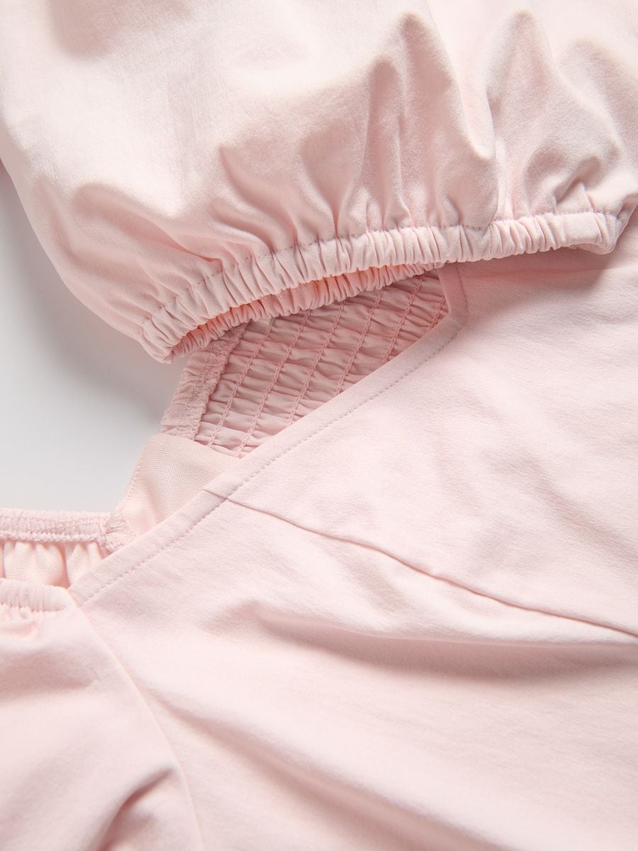 Cropped blouse with puff sleeves - pastel pink - RESERVED - 2