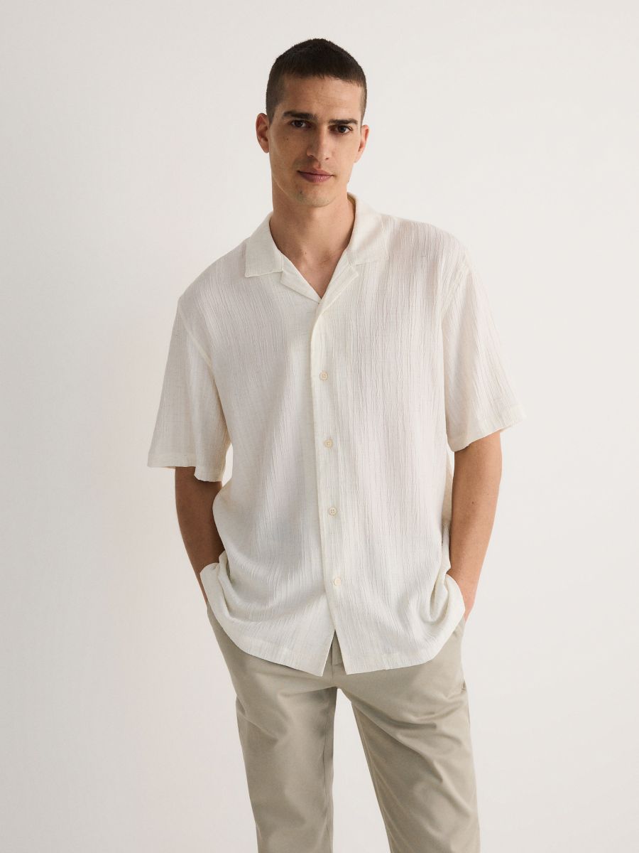 Structural fabric shirt - beige - RESERVED