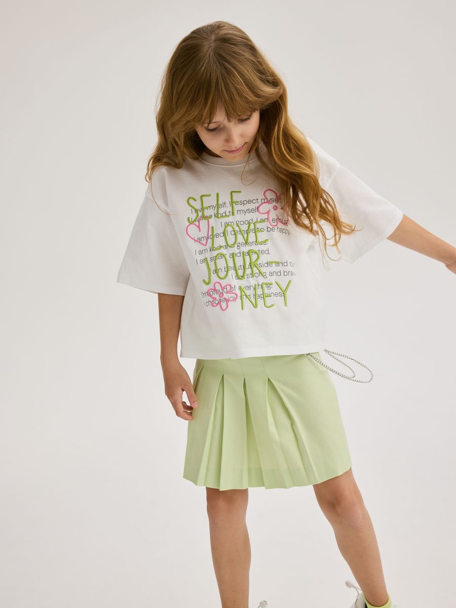 Pleated skirt with chain detail - light green - RESERVED - 3