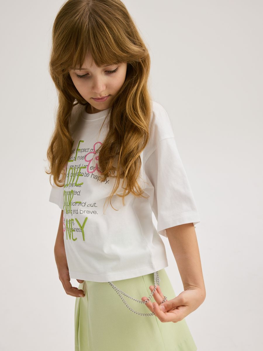 Pleated skirt with chain detail - light green - RESERVED - 5