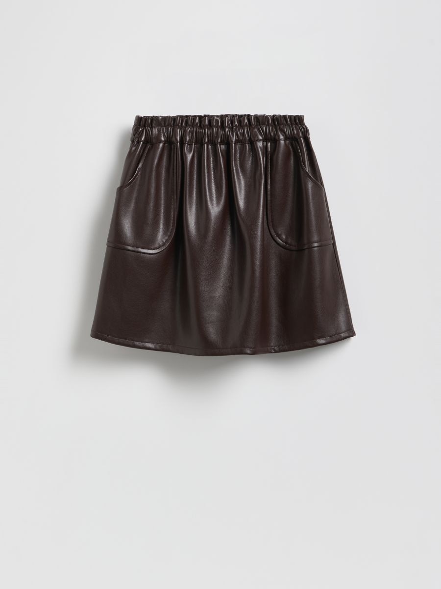 Faux leather skirt - dark brown - RESERVED