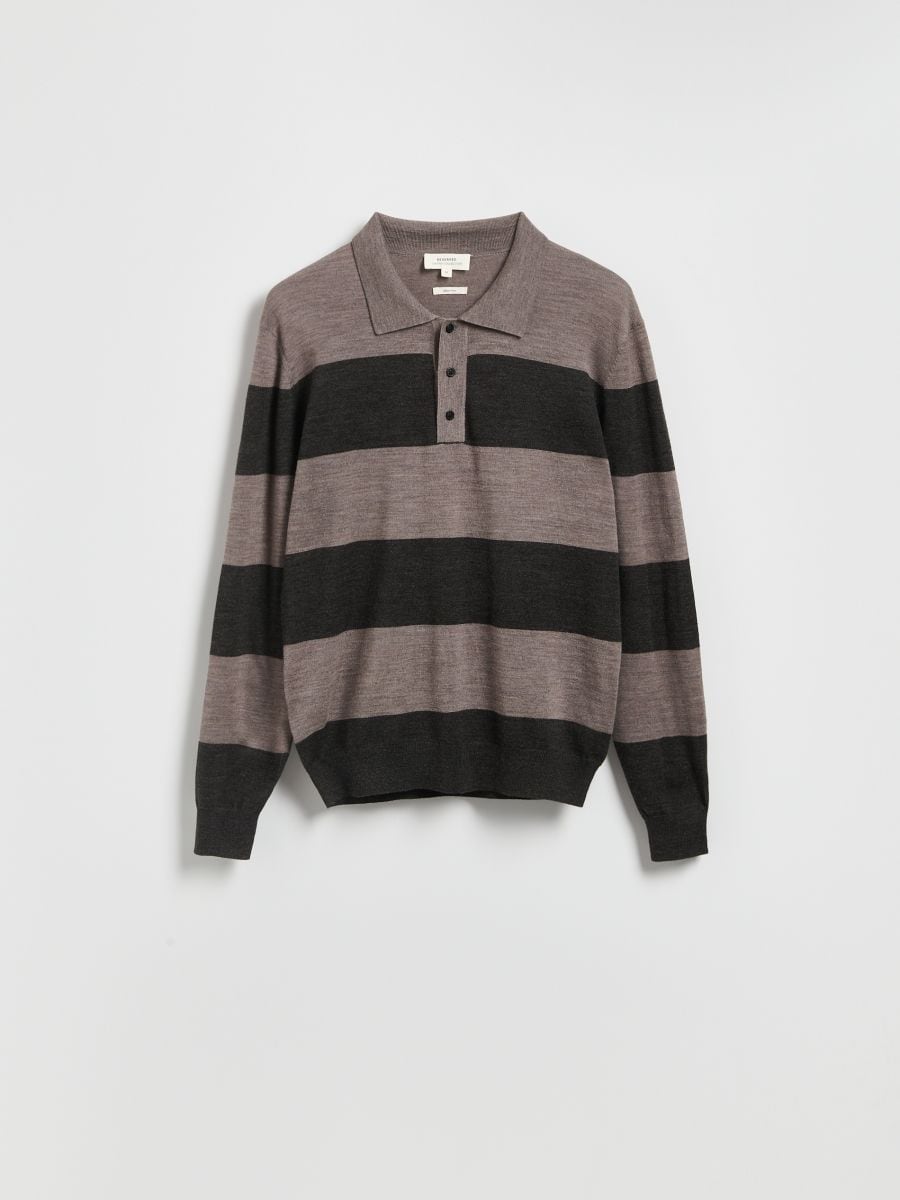 Merino wool polo sweater - multicolor - RESERVED