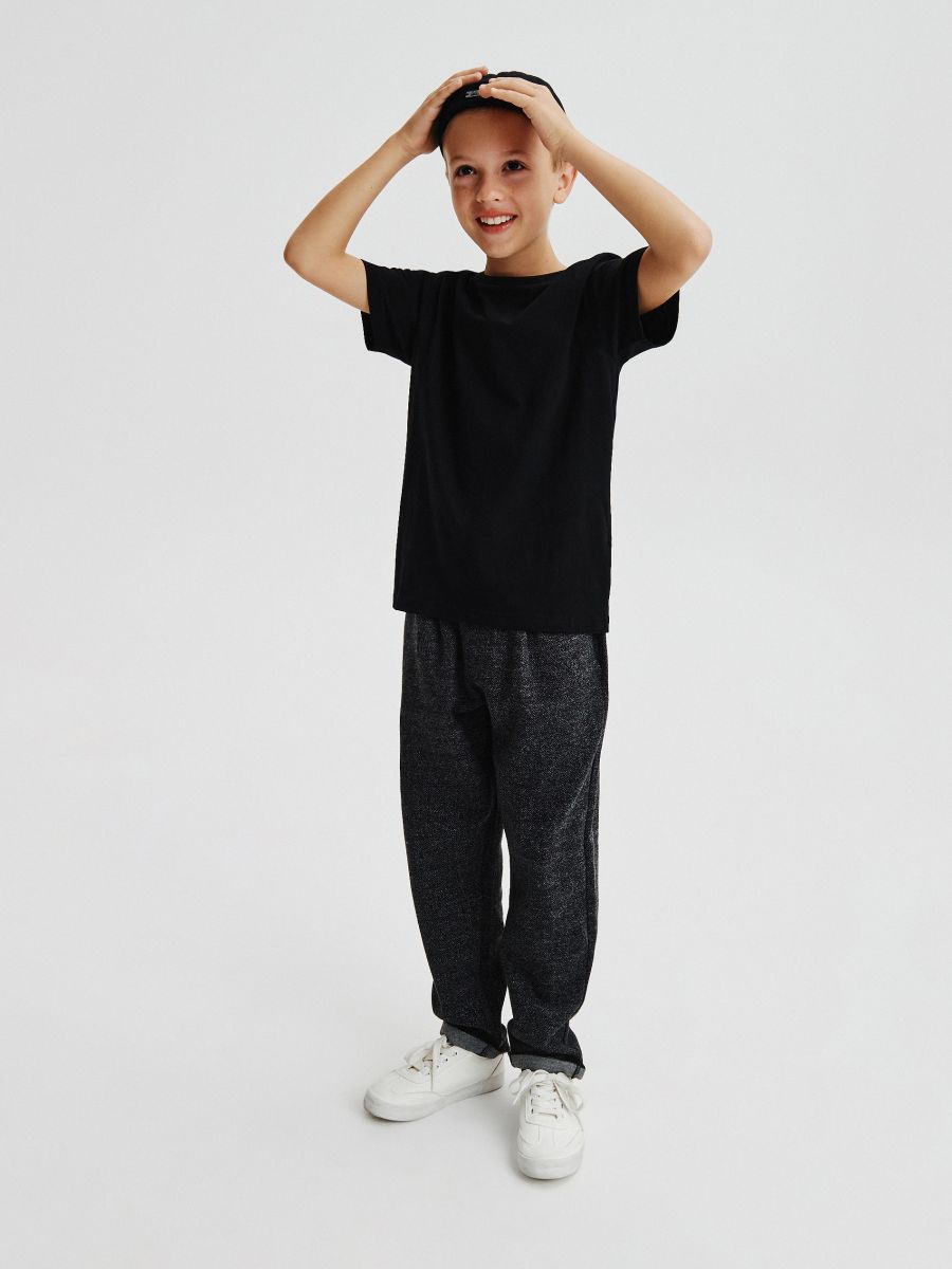 Herringbone pattern jersey trousers - dark grey - RESERVED - 4