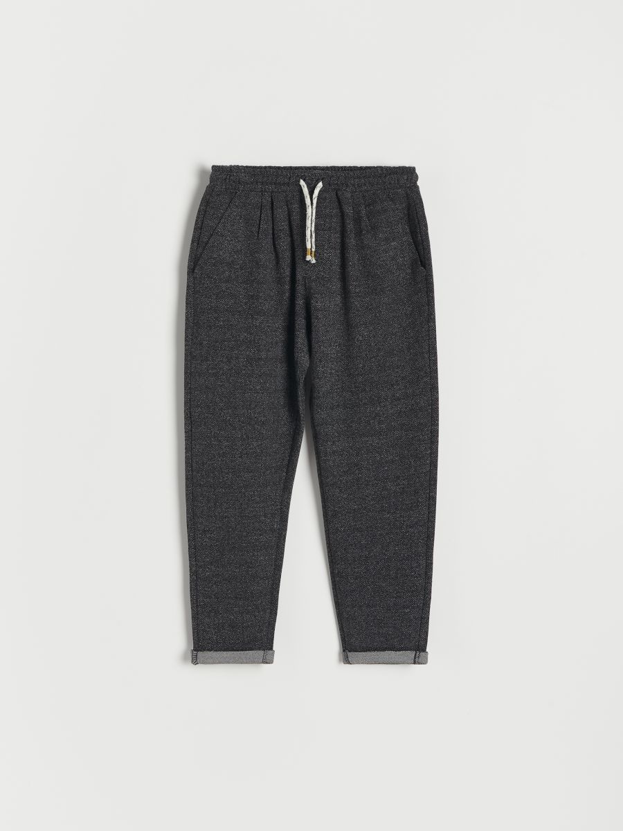 Herringbone pattern jersey trousers - dark grey - RESERVED - 2
