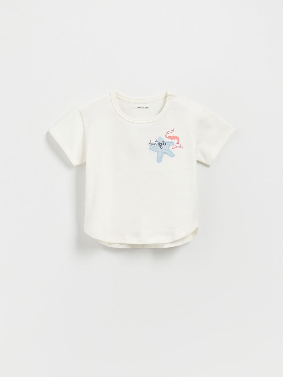 Nautical motif T-shirt - creme - RESERVED