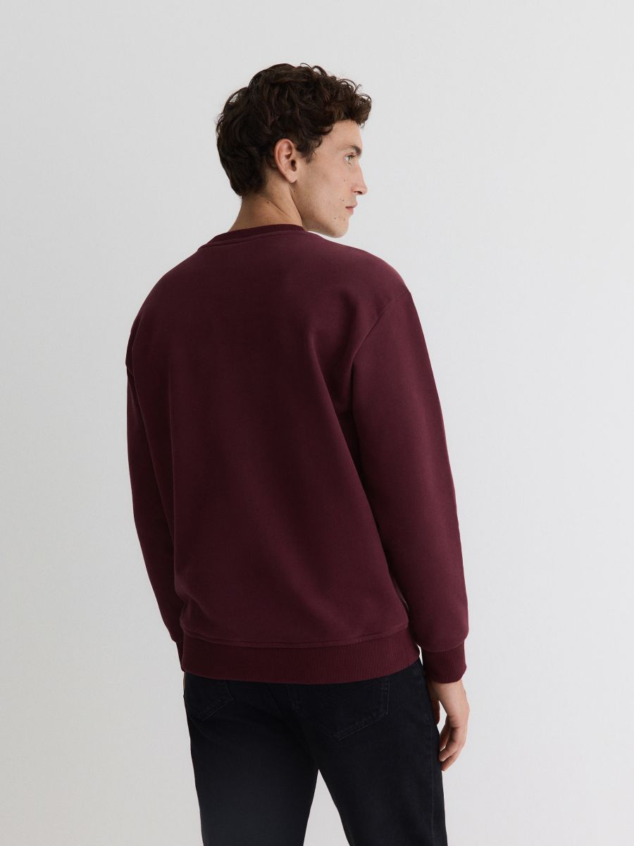 Regular fit cotton sweatshirt COLOUR maroon RESERVED 389BK 83X