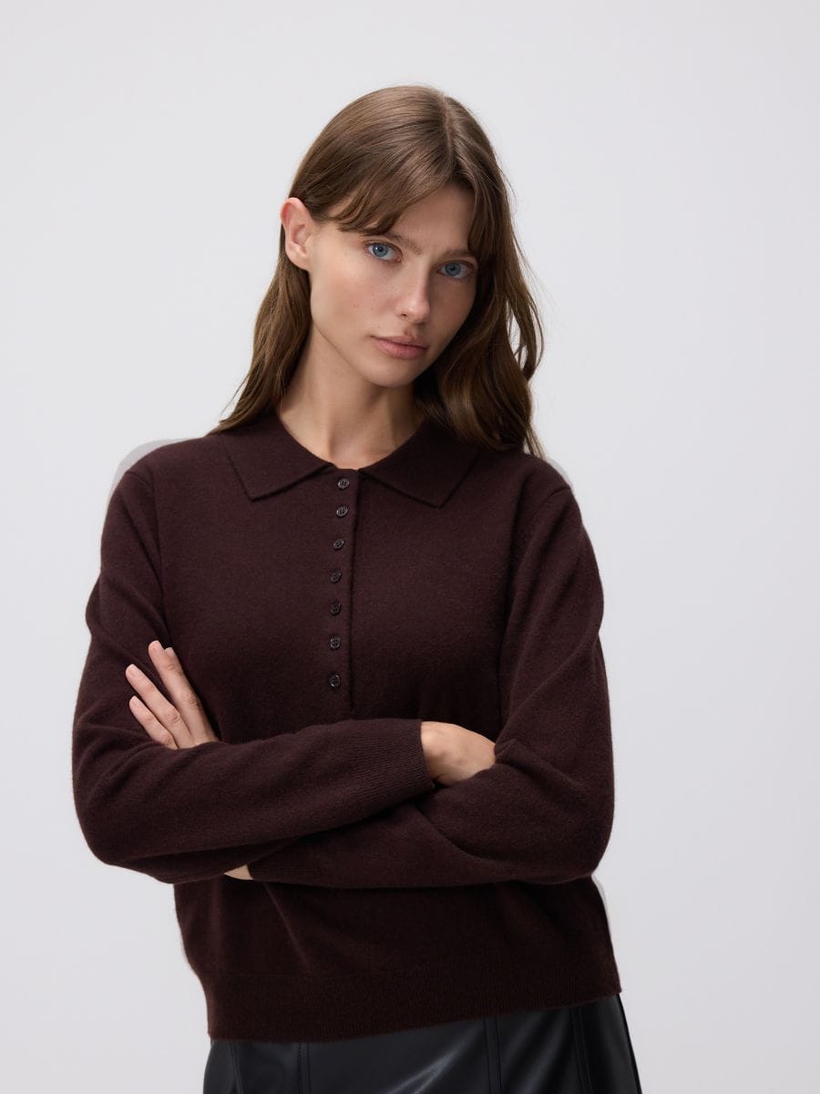 LADIES` SWEATER - dark brown - RESERVED