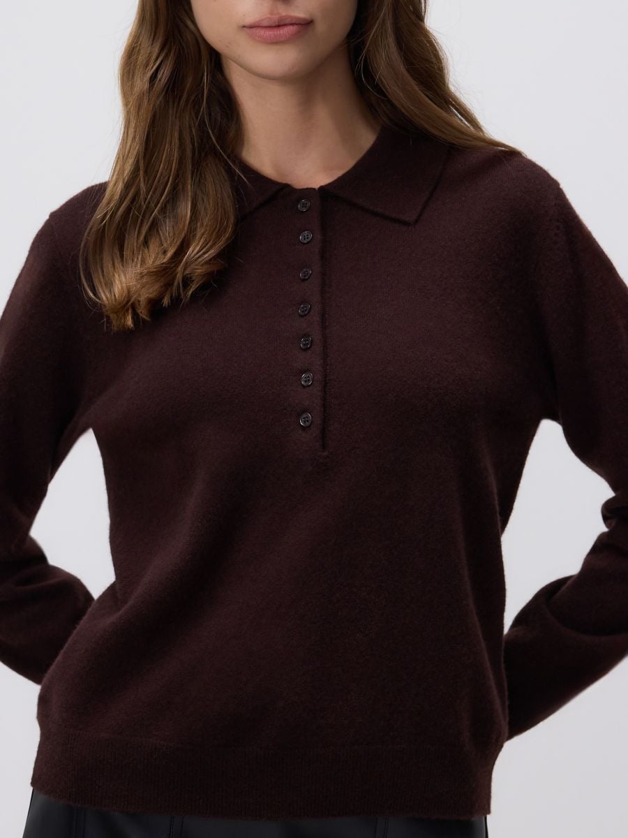LADIES` SWEATER - mörkbrun - RESERVED