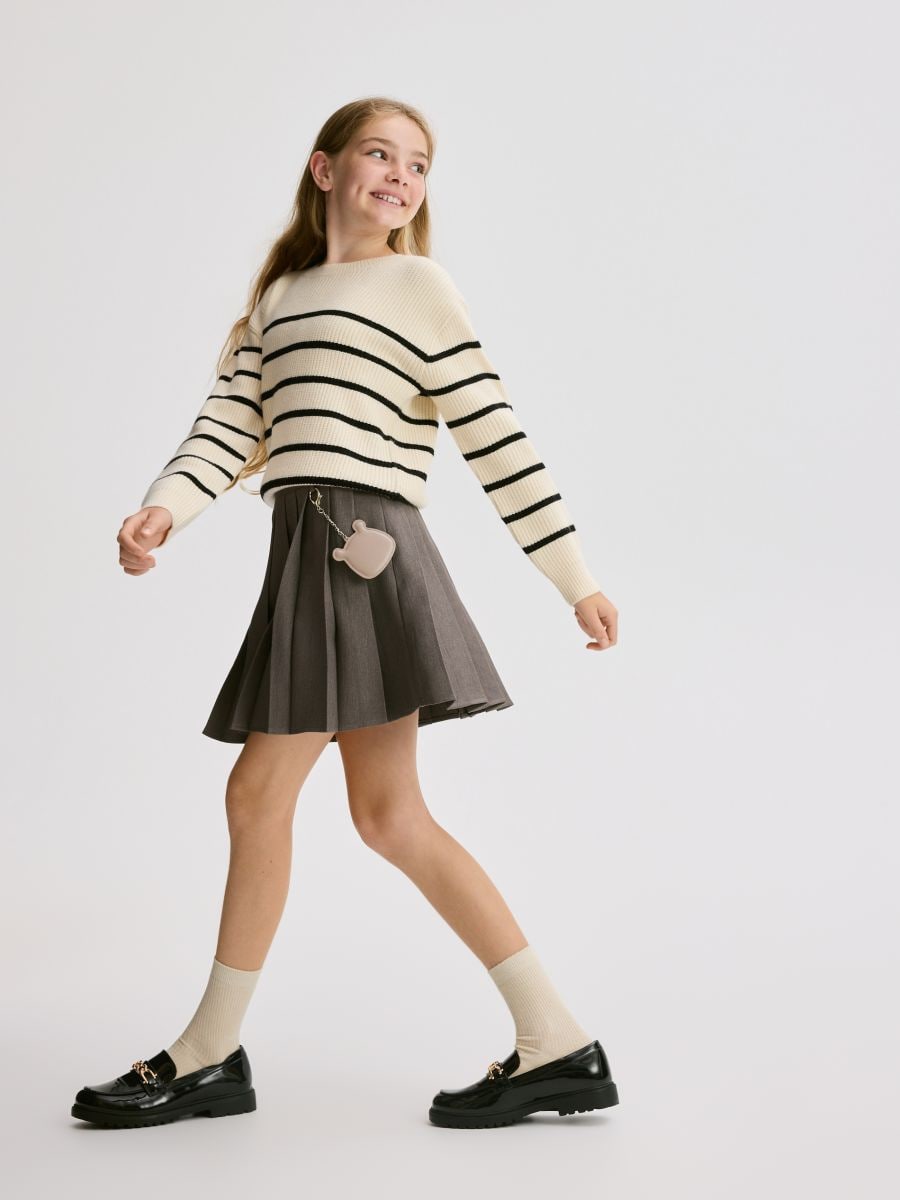 Pleated skirt with pendant - dark grey - RESERVED