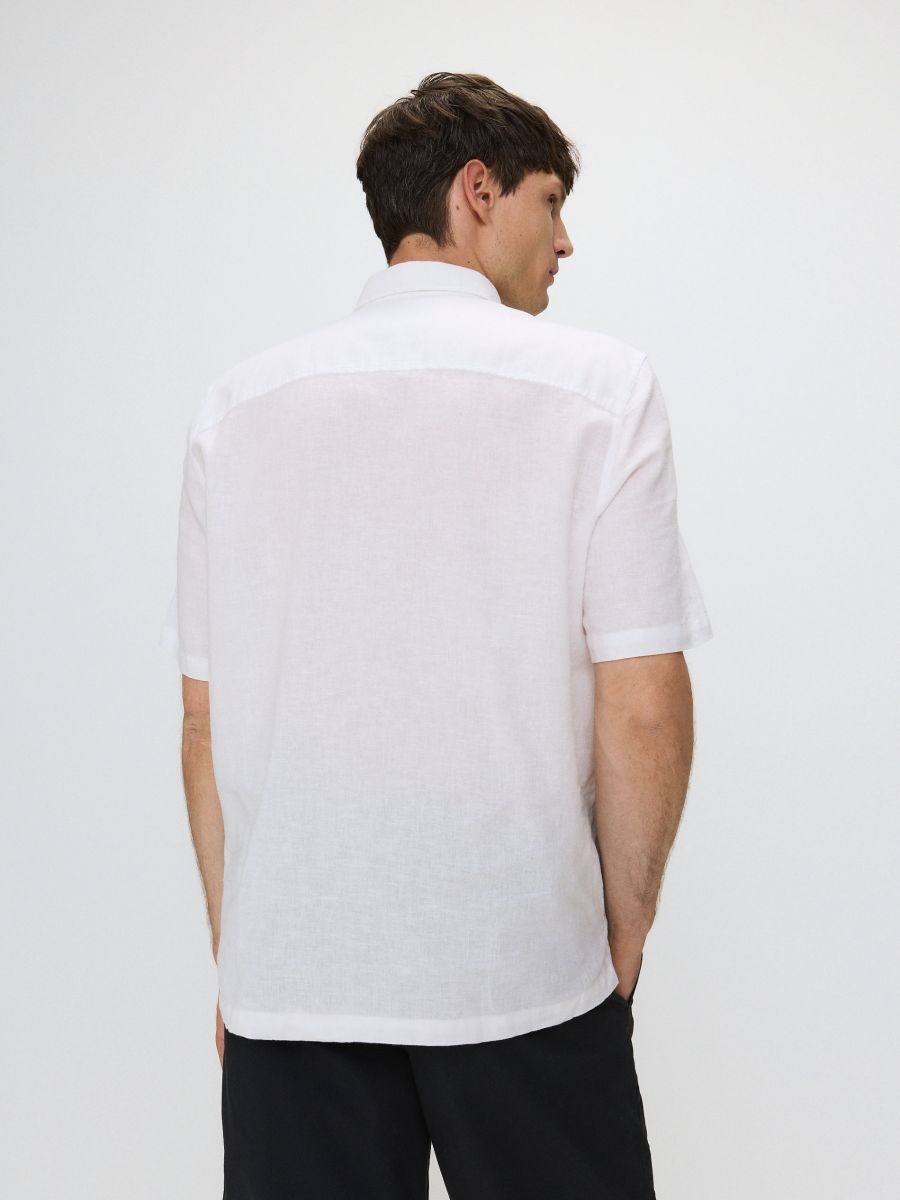 Camicia regular fit in misto lino - bianco - RESERVED - 4