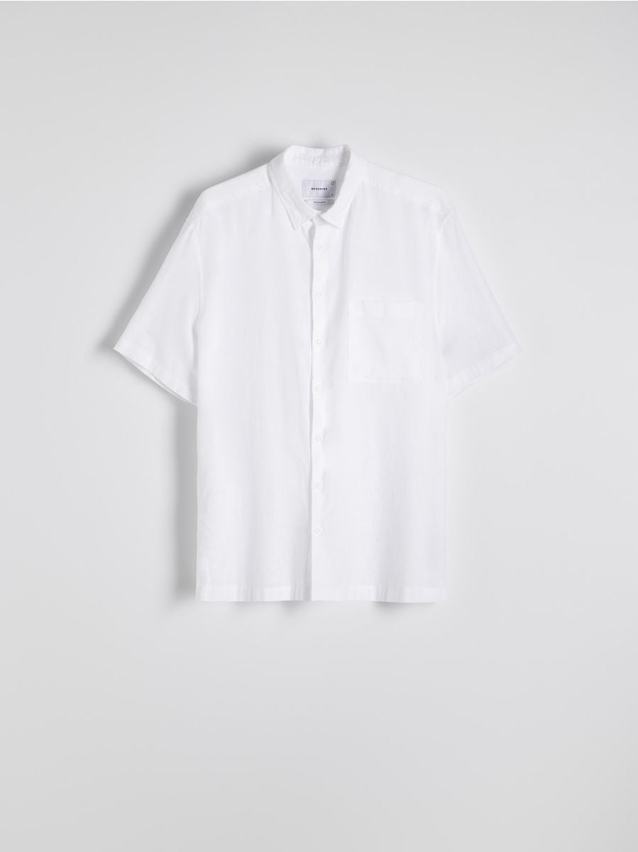Camicia regular fit in misto lino - bianco - RESERVED - 5