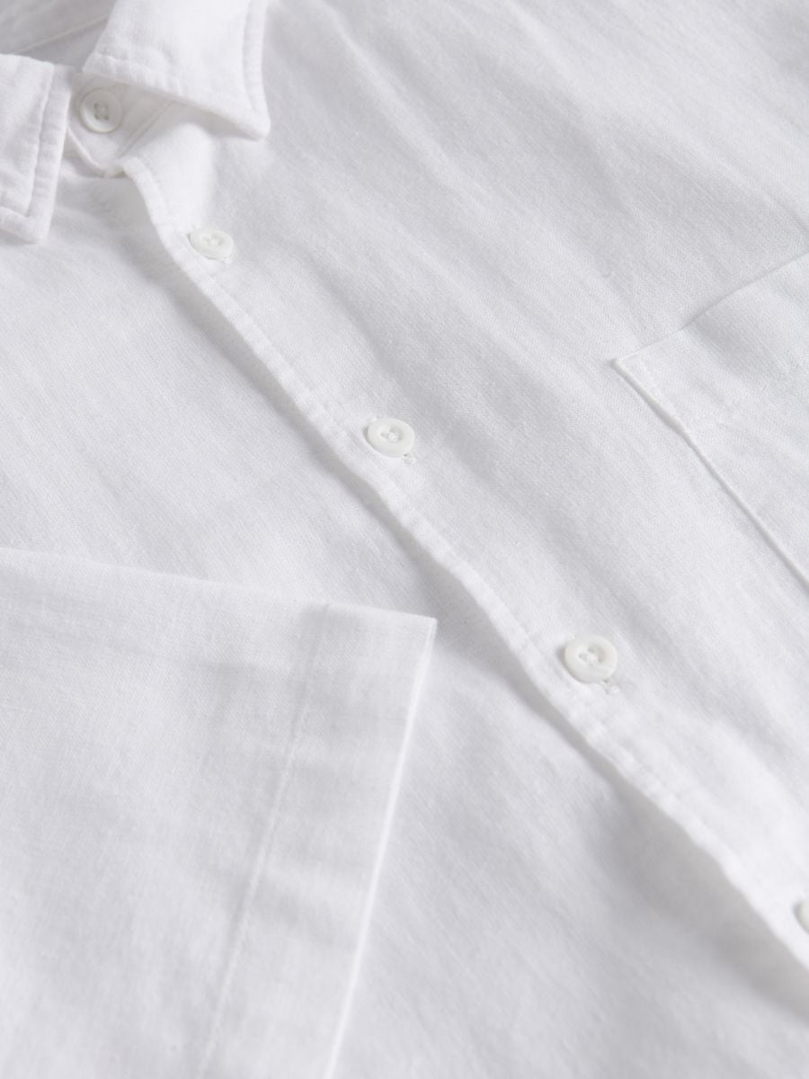 Camicia regular fit in misto lino - bianco - RESERVED - 6