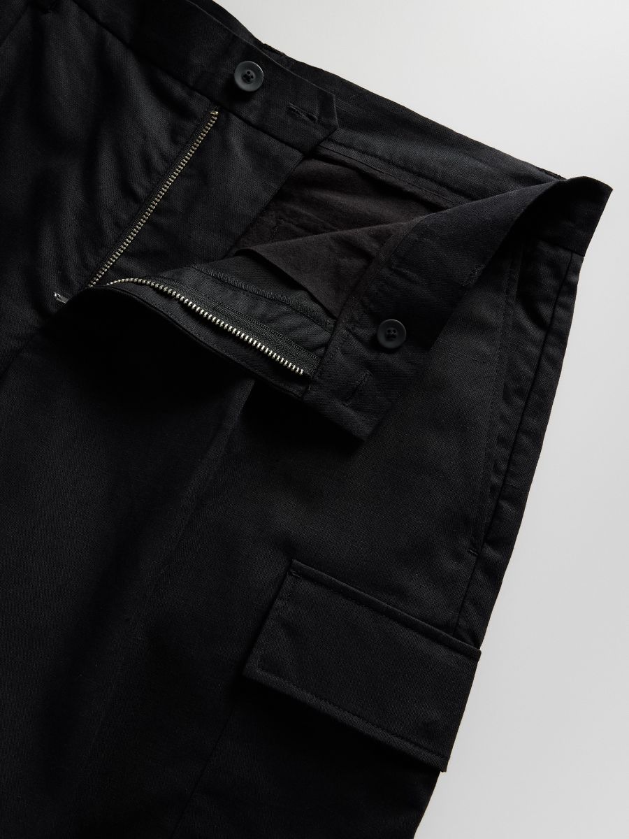 Cargo shorts with linen blend - black - RESERVED - 2
