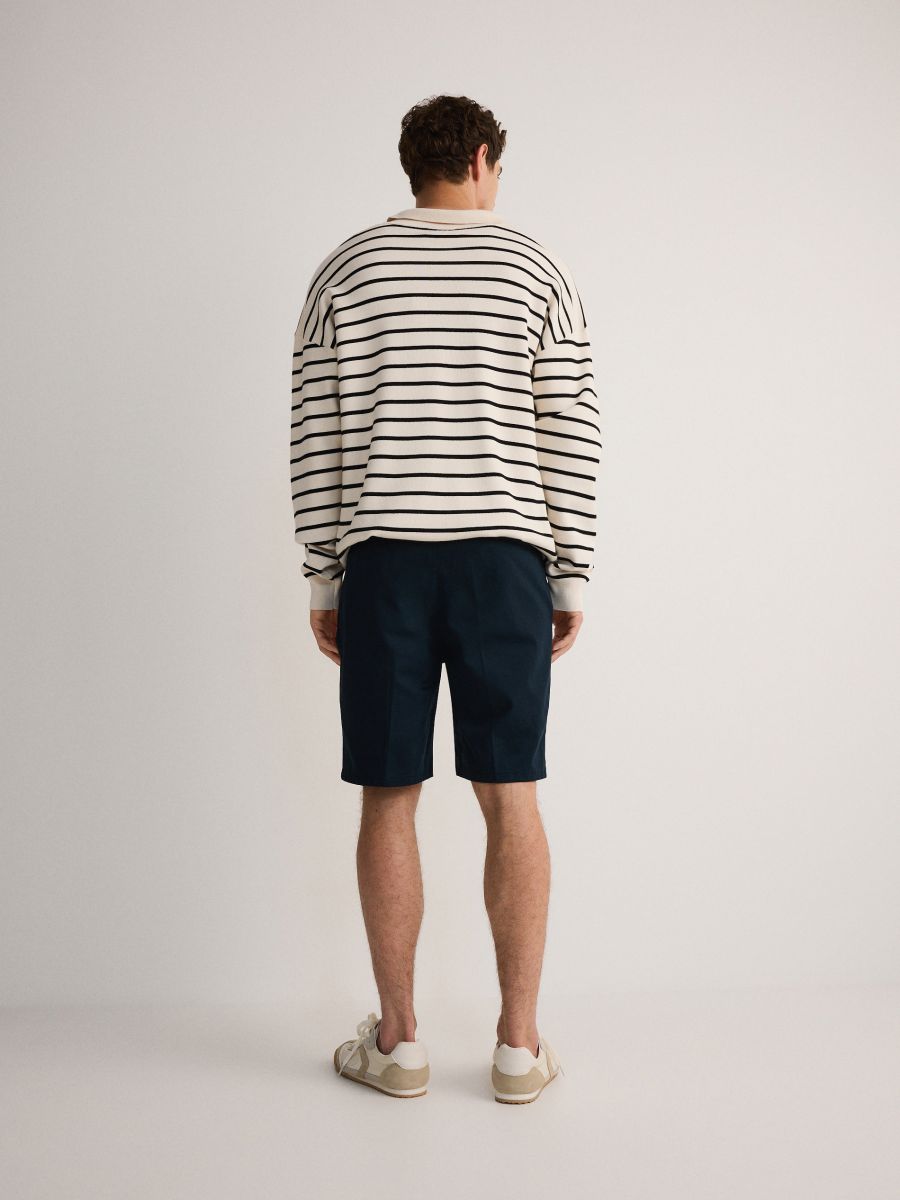 Chino shorts with pressed crease - navy - RESERVED - 3