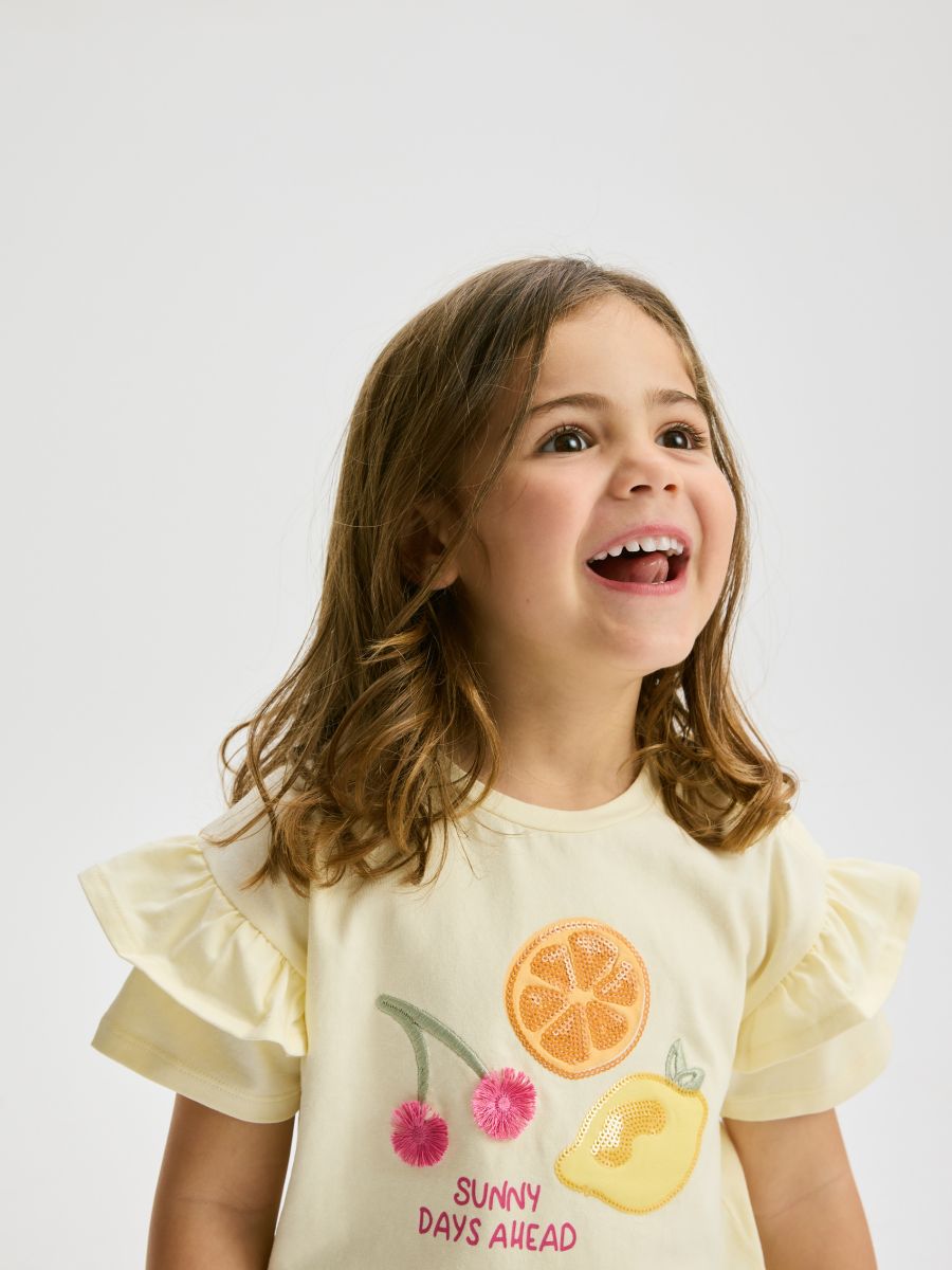 Bluse mit Applikation - hellgelb - RESERVED - 4