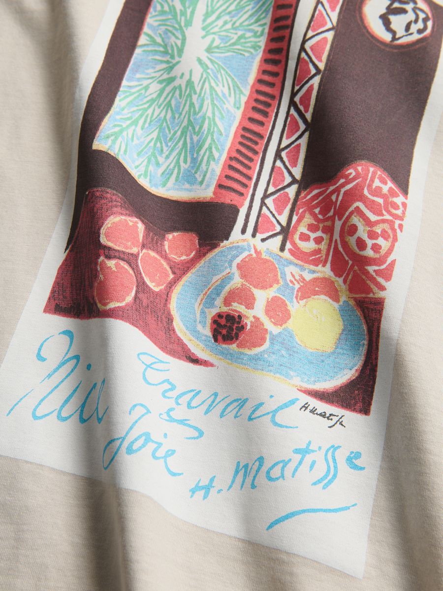 Cotton T-shirt with print - beige - RESERVED - 2