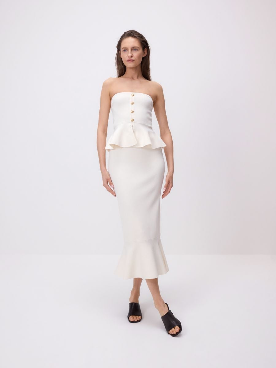 Midi skirt with peplum - nude - RESERVED - 3