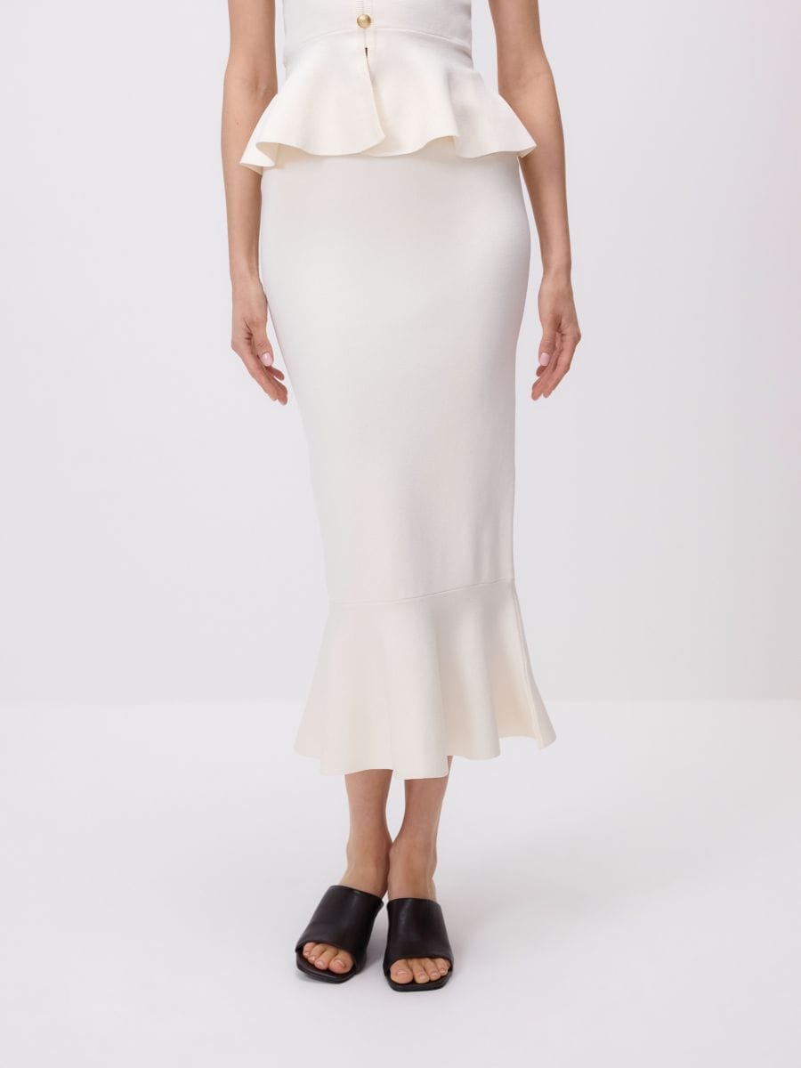 Midi skirt with peplum - nude - RESERVED - 4